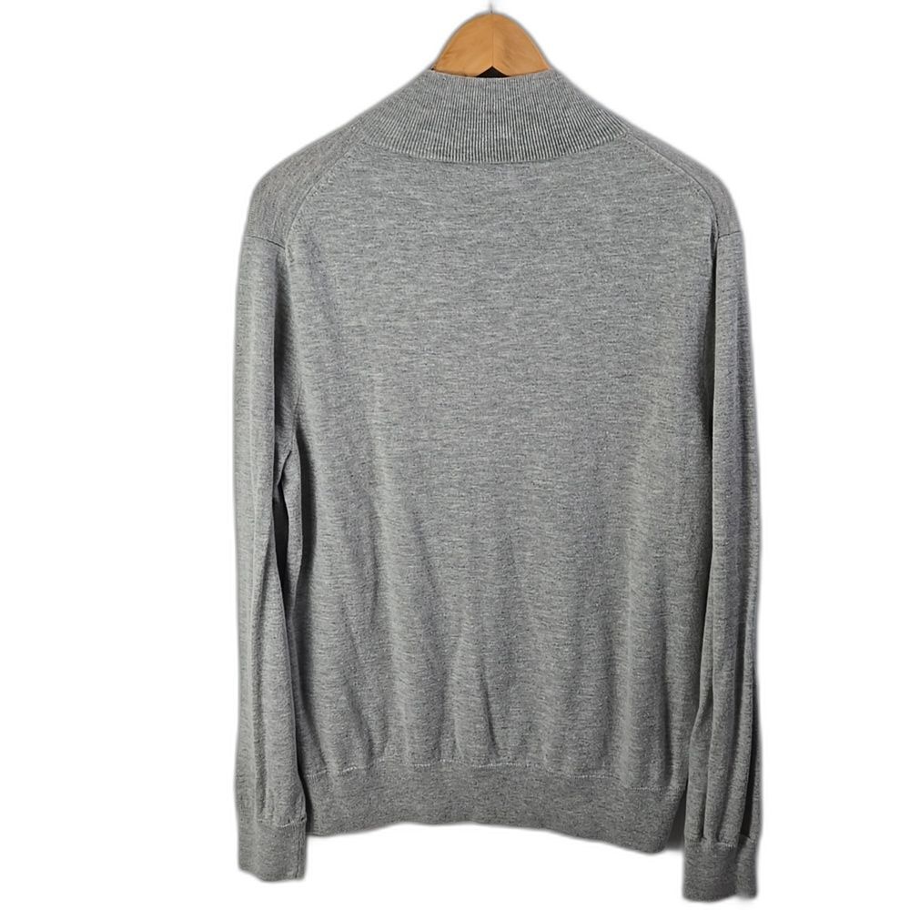 J. Crew Mercantile Men's Light Gray Crewneck Sweater Long Sleeve 1/4 Zip Up Sz L - Picture 3 of 9